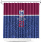 Queensland Samoa Custom Shower Curtain Maroon-Blue Pacific Polynesian Tribal Pattern