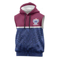 Queensland Samoa Custom Sleeveless Hoodie Maroon-Blue Pacific Polynesian Tribal Pattern - Aussie Hoodie