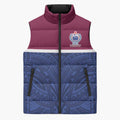 Queensland Samoa Custom Sleeveless Puffer Jacket Maroon-Blue Pacific Polynesian Tribal Pattern - Aussie Hoodie
