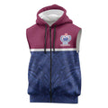 Queensland Samoa Custom Sleeveless Zip Hoodie Maroon-Blue Pacific Polynesian Tribal Pattern LT9