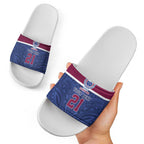 Queensland Samoa Custom Slide Sandals Maroon-Blue Pacific Polynesian Tribal Pattern - Aussie Hoodie