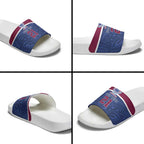 Queensland Samoa Custom Slide Sandals Maroon-Blue Pacific Polynesian Tribal Pattern - Aussie Hoodie