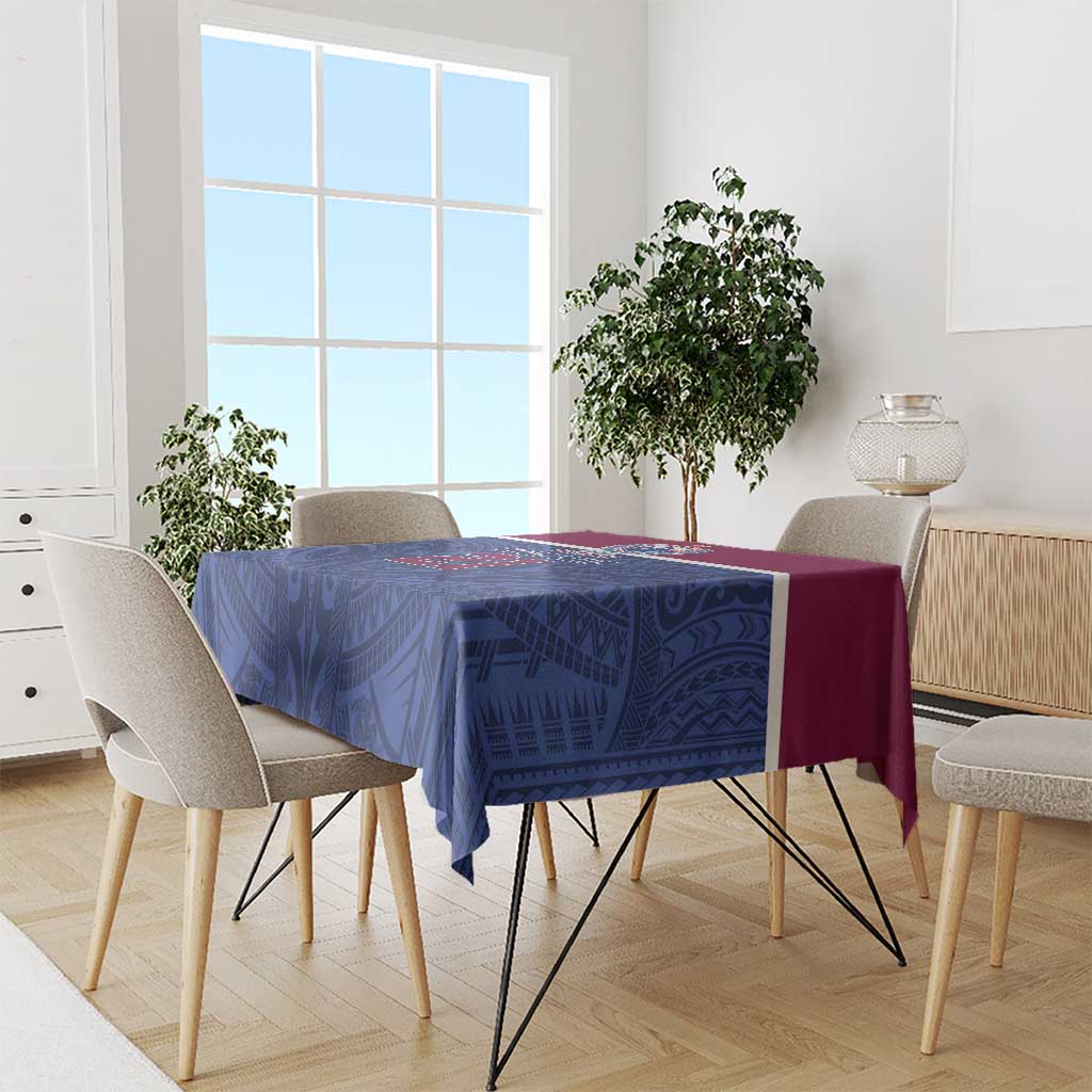 Queensland Samoa Custom Tablecloth Maroon-Blue Pacific Polynesian Tribal Pattern