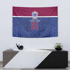 Queensland Samoa Custom Tapestry Maroon-Blue Pacific Polynesian Tribal Pattern