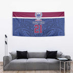 Queensland Samoa Custom Tapestry Maroon-Blue Pacific Polynesian Tribal Pattern
