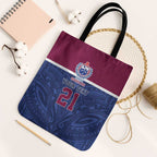 Queensland Samoa Custom Tote Bag Maroon-Blue Pacific Polynesian Tribal Pattern - Aussie Hoodie