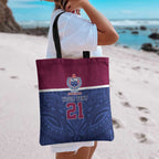 Queensland Samoa Custom Tote Bag Maroon-Blue Pacific Polynesian Tribal Pattern - Aussie Hoodie
