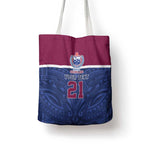 Queensland Samoa Custom Tote Bag Maroon-Blue Pacific Polynesian Tribal Pattern - Aussie Hoodie