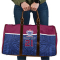 Queensland Samoa Custom Travel Bag Maroon-Blue Pacific Polynesian Tribal Pattern - Aussie Hoodie