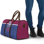 Queensland Samoa Custom Travel Bag Maroon-Blue Pacific Polynesian Tribal Pattern - Aussie Hoodie