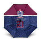 Queensland Samoa Custom Umbrella Maroon-Blue Pacific Polynesian Tribal Pattern - Aussie Hoodie