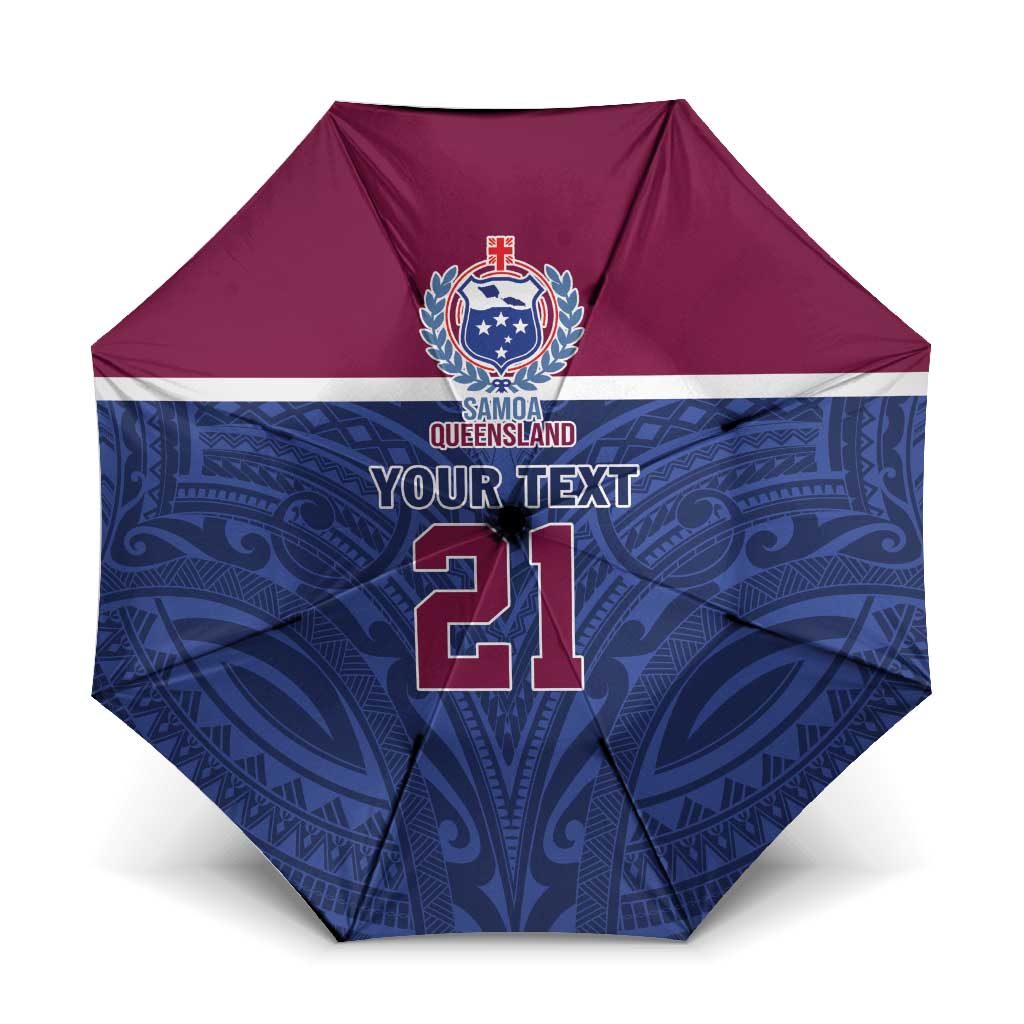 Queensland Samoa Custom Umbrella Maroon-Blue Pacific Polynesian Tribal Pattern - Aussie Hoodie