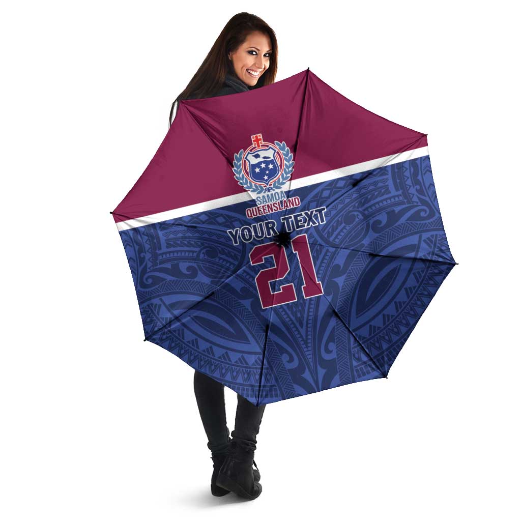 Queensland Samoa Custom Umbrella Maroon-Blue Pacific Polynesian Tribal Pattern - Aussie Hoodie