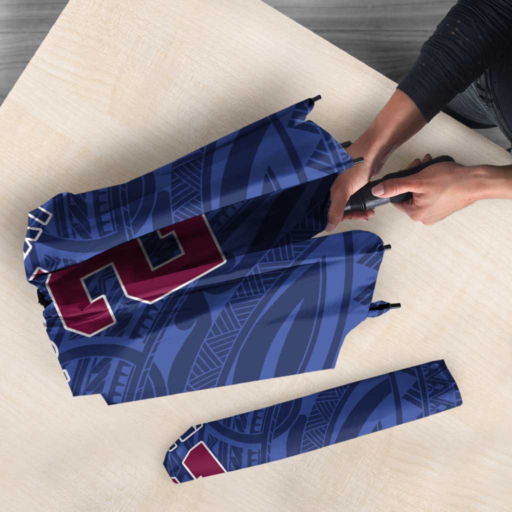 Queensland Samoa Custom Umbrella Maroon-Blue Pacific Polynesian Tribal Pattern - Aussie Hoodie