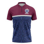 Queensland Samoa Custom Zipper Polo Shirt Maroon-Blue Pacific Polynesian Tribal Pattern - Aussie Hoodie