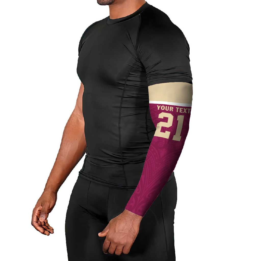 Queensland Samoa Custom Arm Sleeves Maroon Pacific Polynesian Tribal Pattern - Aussie Hoodie