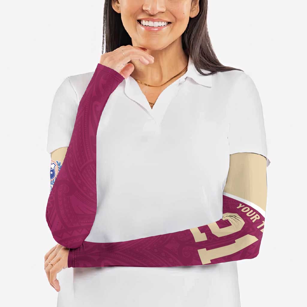 Queensland Samoa Custom Arm Sleeves Maroon Pacific Polynesian Tribal Pattern - Aussie Hoodie