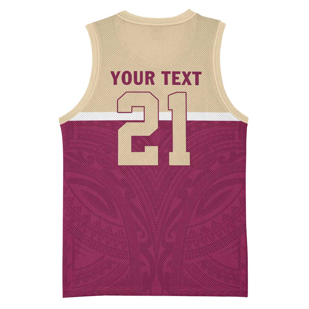 Queensland Samoa Custom Basketball Jersey Maroon Pacific Polynesian Tribal Pattern - Aussie Hoodie