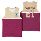 Queensland Samoa Custom Basketball Jersey Maroon Pacific Polynesian Tribal Pattern - Aussie Hoodie