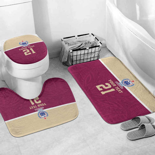 Queensland Samoa Custom Bathroom Set Maroon Pacific Polynesian Tribal Pattern - Aussie Hoodie