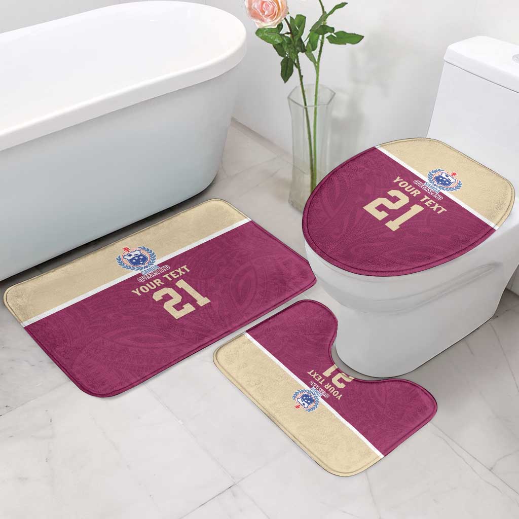 Queensland Samoa Custom Bathroom Set Maroon Pacific Polynesian Tribal Pattern - Aussie Hoodie