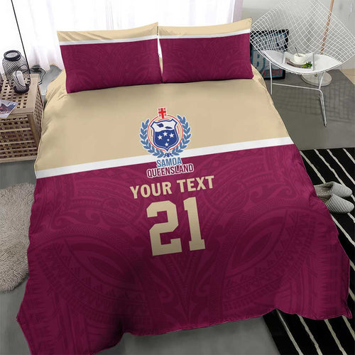 Queensland Samoa Custom Bedding Set Maroon Pacific Polynesian Tribal Pattern