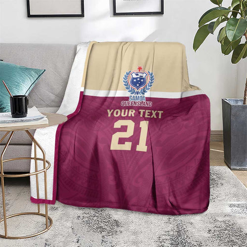 Queensland Samoa Custom Blanket Maroon Pacific Polynesian Tribal Pattern