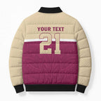 Queensland Samoa Custom Bomber Puffer Jacket Maroon Pacific Polynesian Tribal Pattern - Aussie Hoodie