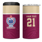 Queensland Samoa Custom 4 in 1 Can Cooler Tumbler Maroon Pacific Polynesian Tribal Pattern