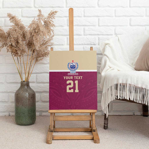 Queensland Samoa Custom Canvas Wall Art Maroon Pacific Polynesian Tribal Pattern
