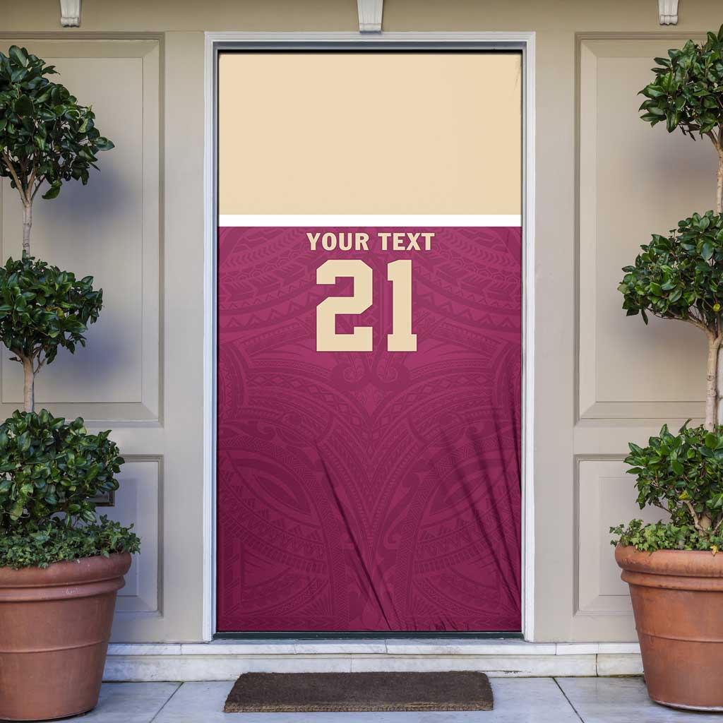 Queensland Samoa Custom Door Cover Maroon Pacific Polynesian Tribal Pattern - Aussie Hoodie