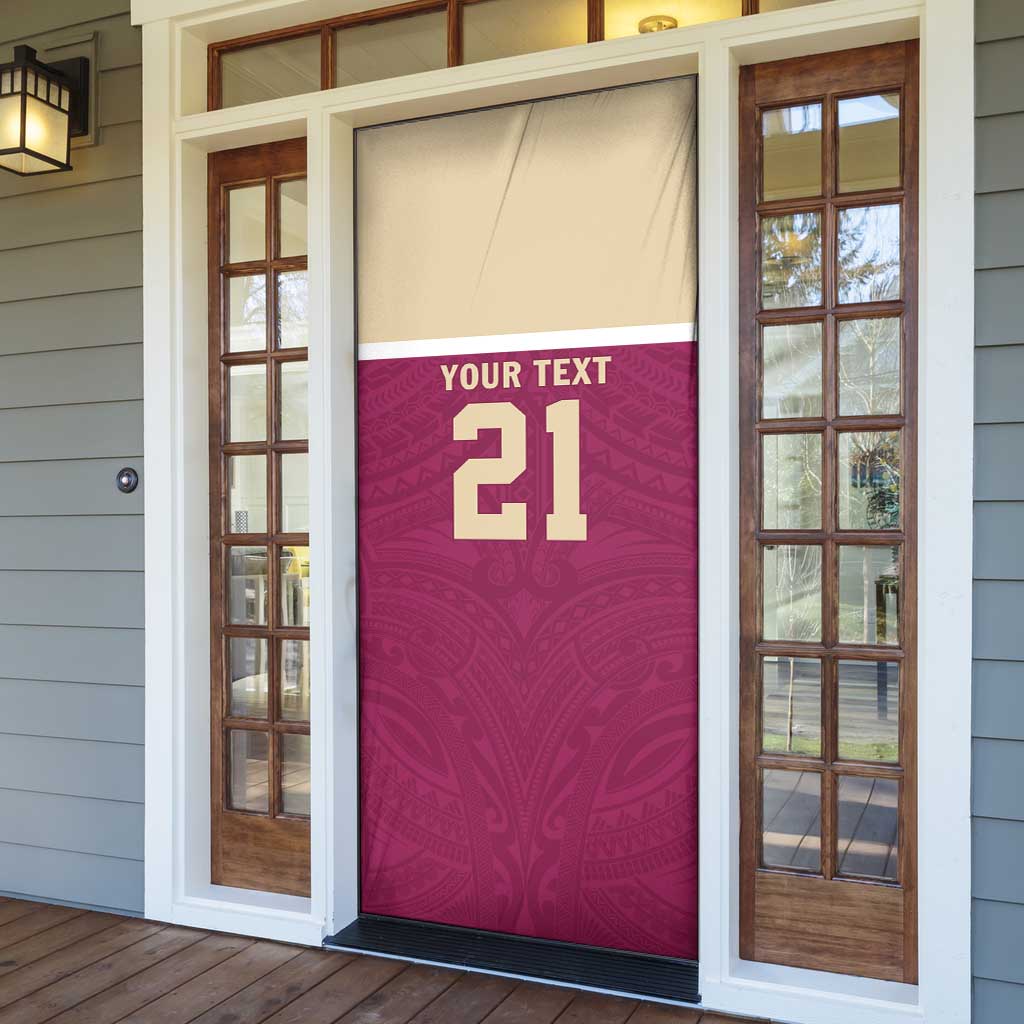 Queensland Samoa Custom Door Cover Maroon Pacific Polynesian Tribal Pattern - Aussie Hoodie
