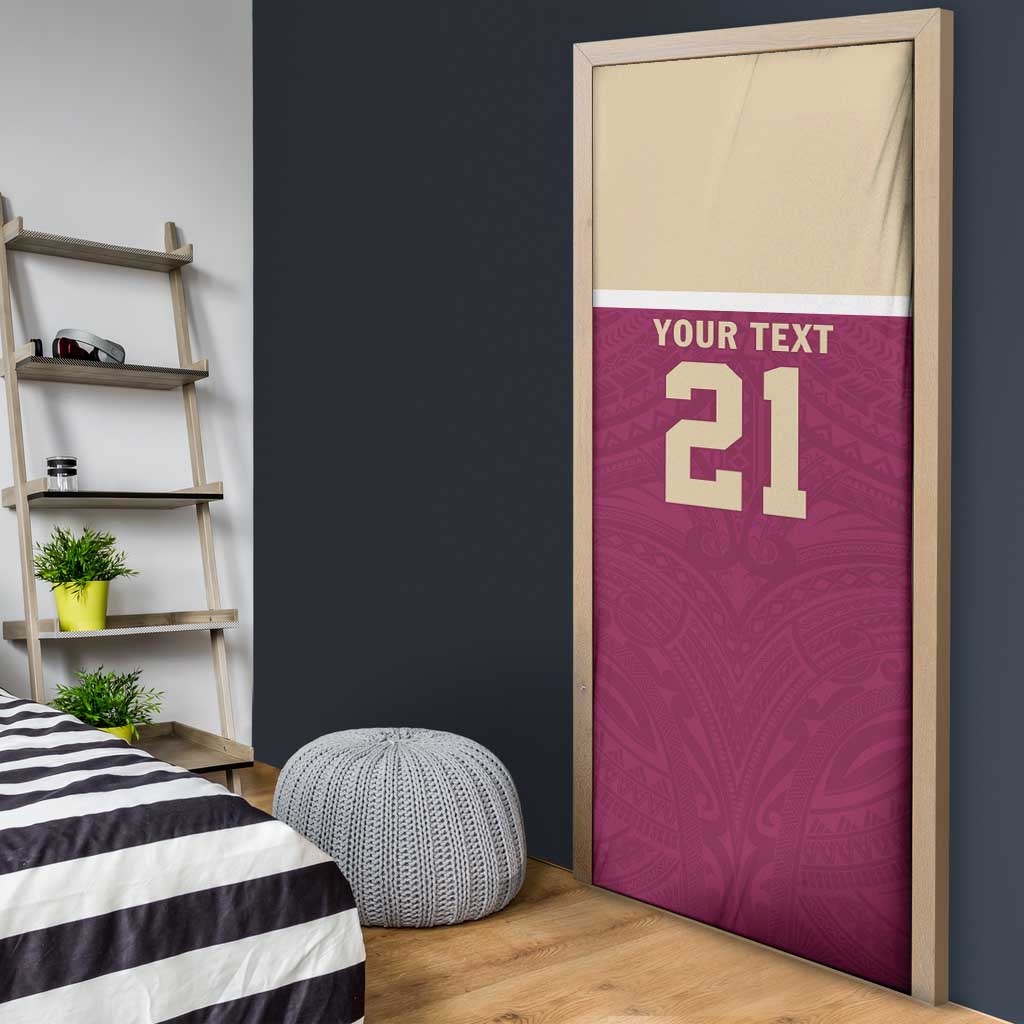 Queensland Samoa Custom Door Cover Maroon Pacific Polynesian Tribal Pattern - Aussie Hoodie