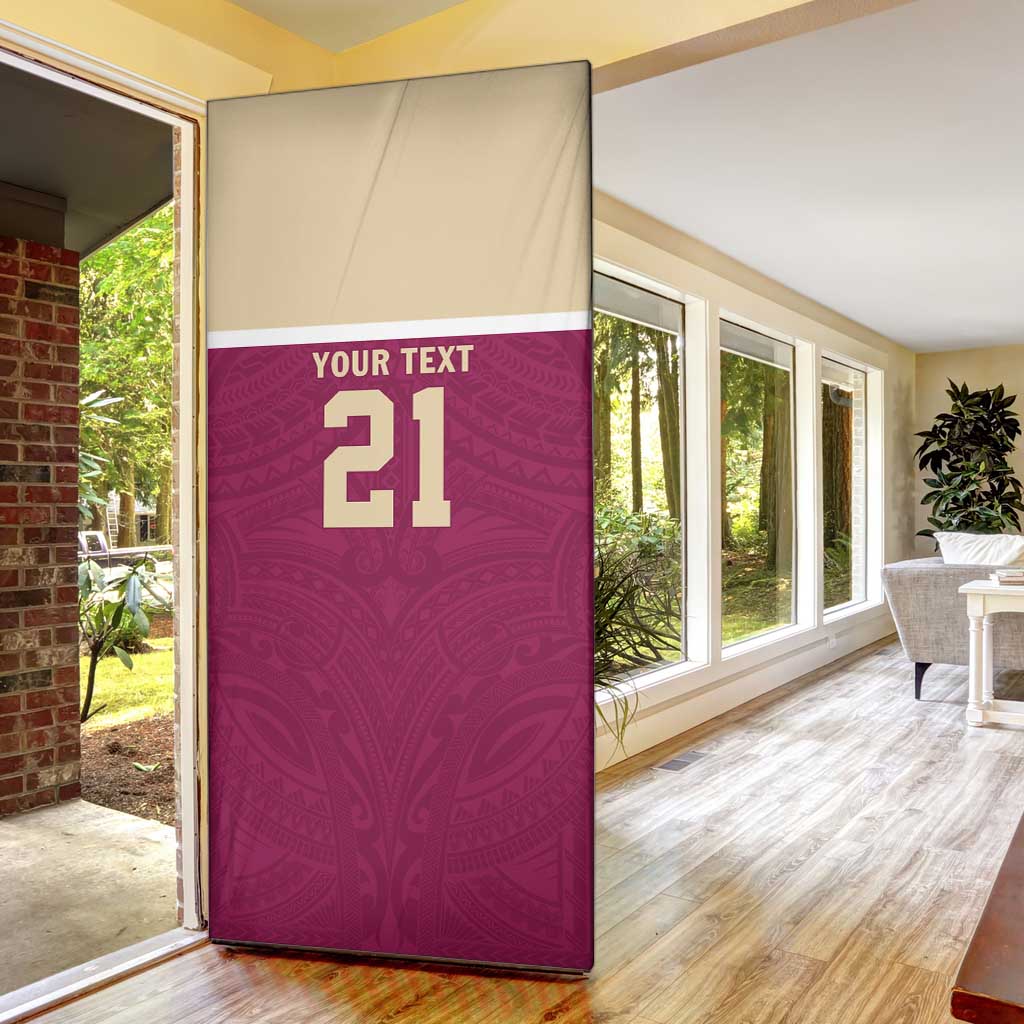 Queensland Samoa Custom Door Cover Maroon Pacific Polynesian Tribal Pattern - Aussie Hoodie