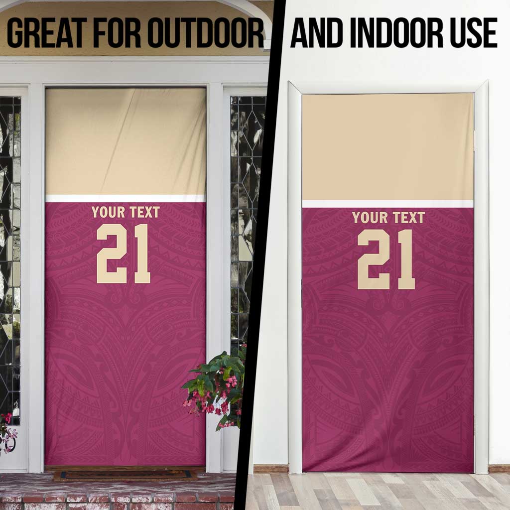 Queensland Samoa Custom Door Cover Maroon Pacific Polynesian Tribal Pattern - Aussie Hoodie