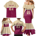 Queensland Samoa Custom Family Matching Mermaid Dress and Hawaiian Shirt Maroon Pacific Polynesian Tribal Pattern