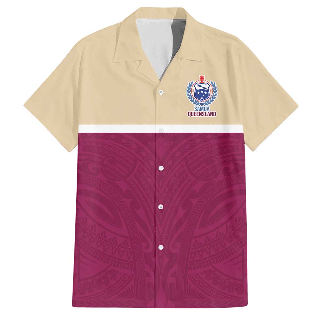 Queensland Samoa Custom Family Matching Off Shoulder Maxi Dress and Hawaiian Shirt Maroon Pacific Polynesian Tribal Pattern