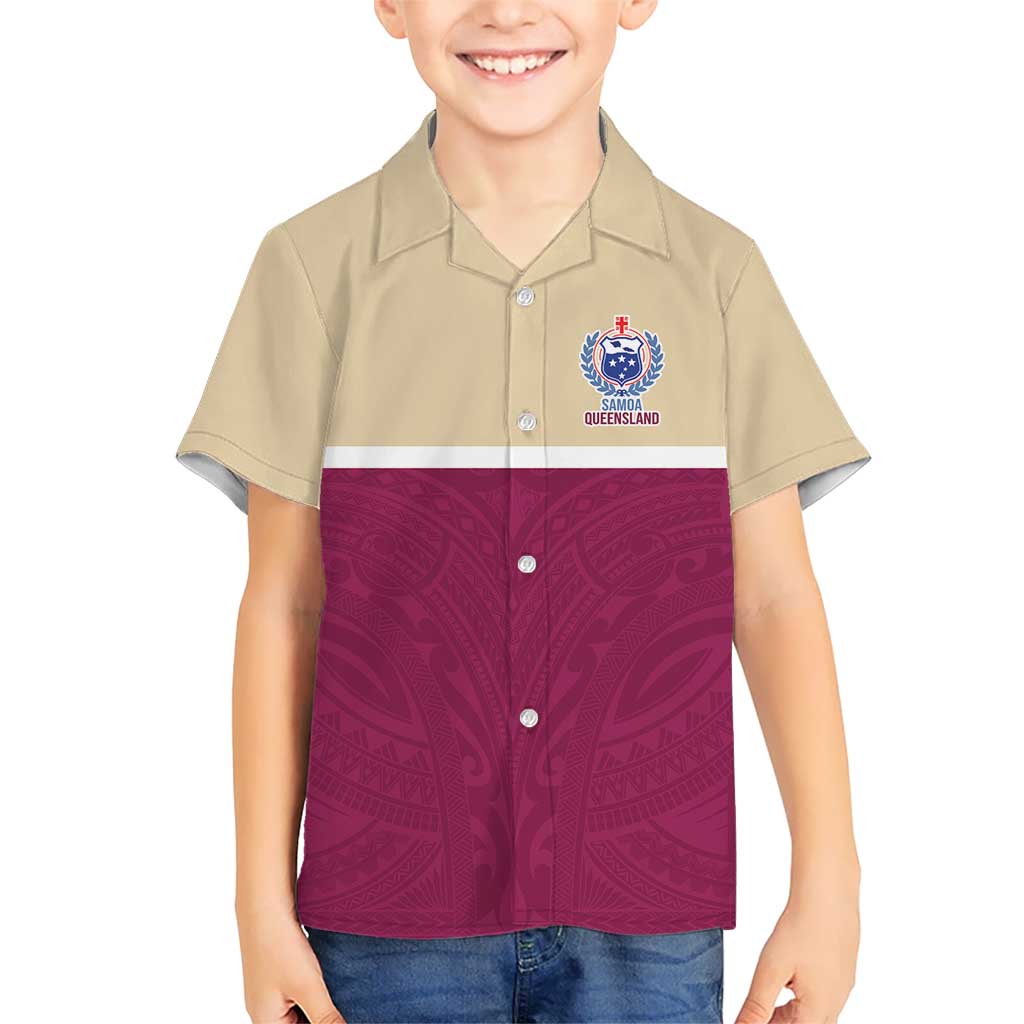 Queensland Samoa Custom Hawaiian Shirt Maroon Pacific Polynesian Tribal Pattern