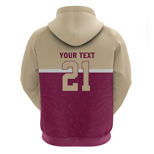 Queensland Samoa Custom Hoodie Maroon Pacific Polynesian Tribal Pattern