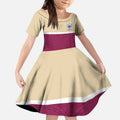 Queensland Samoa Custom Kid Short Sleeve Dress Maroon Pacific Polynesian Tribal Pattern