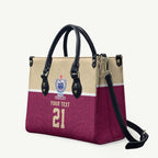 Queensland Samoa Custom Leather Bag Maroon Pacific Polynesian Tribal Pattern - Aussie Hoodie