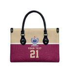 Queensland Samoa Custom Leather Bag Maroon Pacific Polynesian Tribal Pattern - Aussie Hoodie