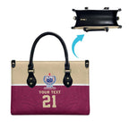 Queensland Samoa Custom Leather Bag Maroon Pacific Polynesian Tribal Pattern - Aussie Hoodie