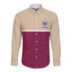 Queensland Samoa Custom Long Sleeve Button Shirt Maroon Pacific Polynesian Tribal Pattern