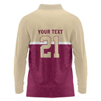 Queensland Samoa Custom Long Sleeve Polo Shirt Maroon Pacific Polynesian Tribal Pattern