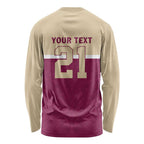Queensland Samoa Custom Long Sleeve Shirt Maroon Pacific Polynesian Tribal Pattern