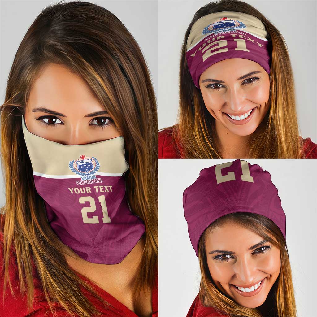Queensland Samoa Custom Neck Gaiter Maroon Pacific Polynesian Tribal Pattern - Aussie Hoodie