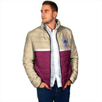 Queensland Samoa Custom Padded Jacket Maroon Pacific Polynesian Tribal Pattern - Aussie Hoodie