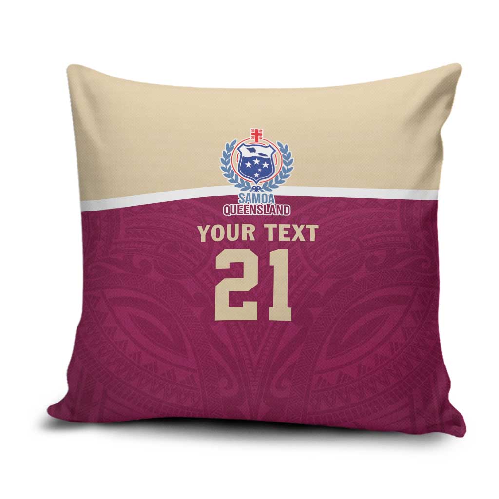 Queensland Samoa Custom Pillow Cover Maroon Pacific Polynesian Tribal Pattern - Aussie Hoodie