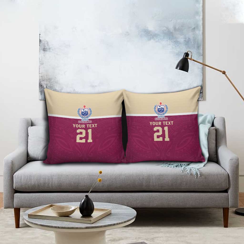 Queensland Samoa Custom Pillow Cover Maroon Pacific Polynesian Tribal Pattern - Aussie Hoodie